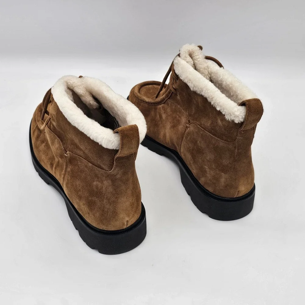 Vince Sierra Boots Women 11 Brown Suede Plush Water Repellent Shearling Lug Sole